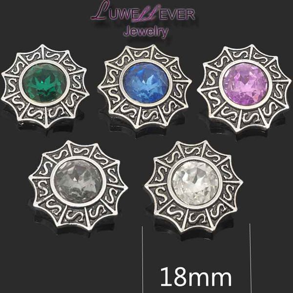

flower w012 18mm 20mm rhinestone metal button for snap button bracelet necklace jewelry for women silver jewelry