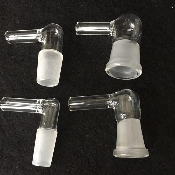 Adaptateur de fouet à vapeur en verre 14mm 19mm mâle ou femelle 90 degrés grand tuyau en stock adaptateur de coude en verre de vaporisateur