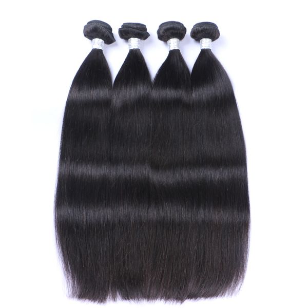 Brasilianisches glattes Haar, unverarbeitetes malaysisches Menschenhaar, bündelt, malaysische Haarverlängerungen, 3 Stück, natürliches Schwarz, kann gefärbt werden