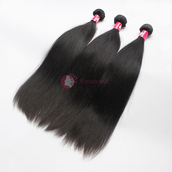 Pacote completo Não Transformados Cabelo Virgem Brasileiro Do Cabelo Humano Tece Trama Do Cabelo Liso Peruano lote 1B Natural Black Extensões de Cabelo Forawme