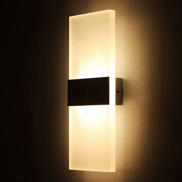 Lampade da parete Sconce Square 85-265v 12w Led Light Foyer Corridoio Balcone Corridoio portico Lampada Bianco caldo Bianco moderno Luci da cortile con copertura in argento nero