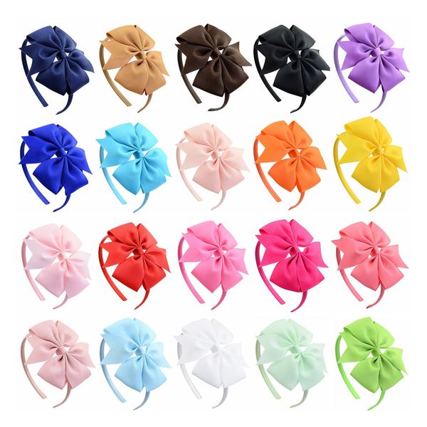 

20pcs / lot solid hairbands princess hair accessories boutique tiara headwear girl headband hair accessories headdress bowknot, Black;brown