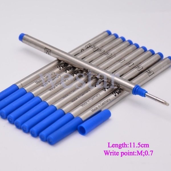 

Hot Sell-10 pcs Good Quality Blue Ink Refill For Roller Ball Pen Smooth Writing Mb Pen Refills