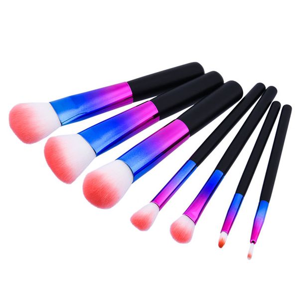 

new arrival the black handle 7pcs make up eyebrow eyeliner blush blending contour foundation cosmetic makeup brush set