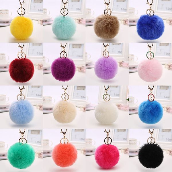 

100pc lot 8cm whole ale 21color 100 real rabbit fur ball plu h key chain car keychain bag pendant fa hion acce orie dhl hipping