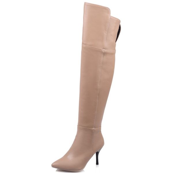 

plus size 34-45 new women over the knee boots soft pu leather long thigh high boots womens motorcycle boots, Black