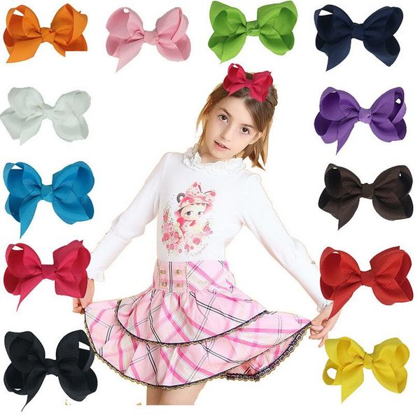 

popular children bowknot hairpin handmade candy color qiaoqiao flower head decorated explosion models fj134 mix order 60 pieces a lot, Golden;silver