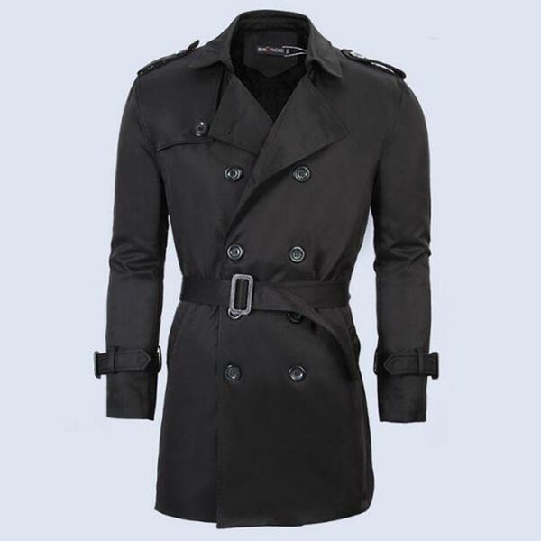 

wholesale- polyester thin male black trench coat men long jacket burgundy red khaki plus size 4xl, Tan;black