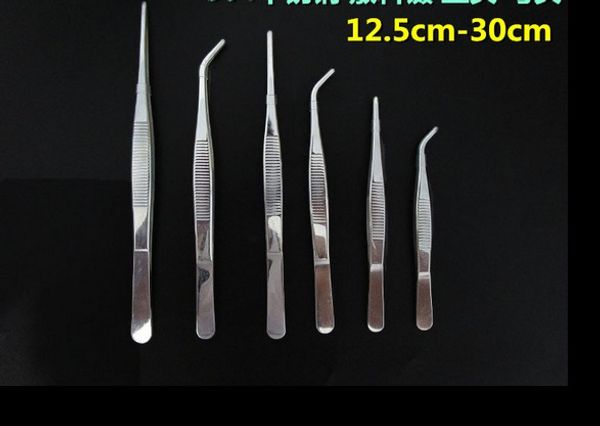 304 pinça de aço inoxidável redonda com dentes ferramentas Tweezers jardinagem pinça de água clipe médico 12cm-30cm