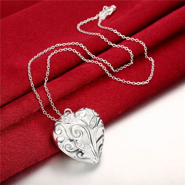

wedding inlaid stone women's sterling silver plate necklace,fashion 925 silver pendant necklace with chains gn224