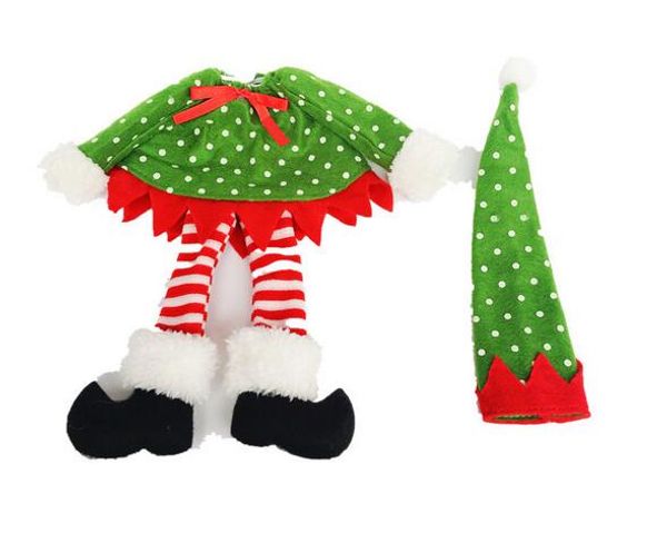 

новые прибытия рождественские украшения поставки полька dot / полоса красного вина бутылки крышки сумки на рождество домашняя вечеринка буты