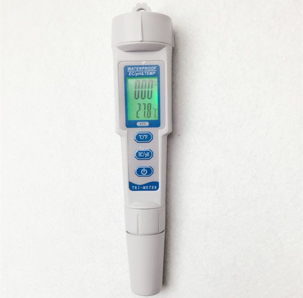 

hipping digital waterproof 0.01 3 in 1 ph ec meter lcd with backlight temperature with automatic temperature compensation for aquarium