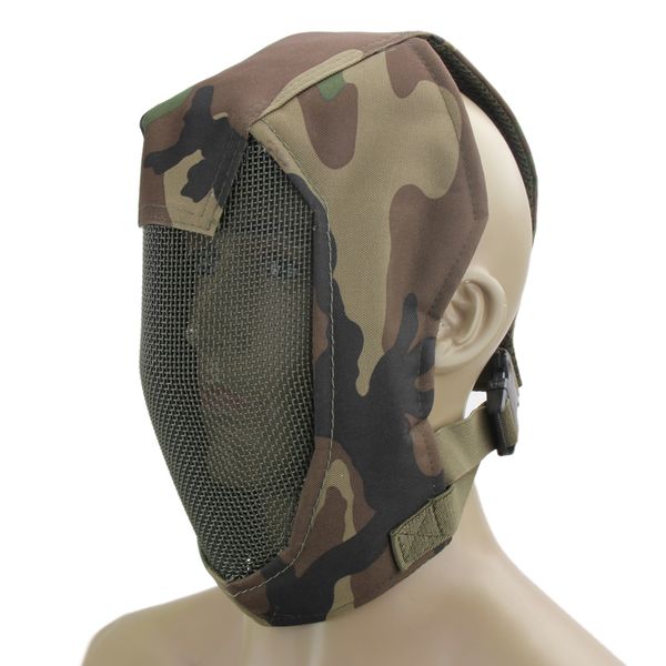 

half face metal mesh tactical mask sport helmet outdoor protective gear protection hunting paintball strike airsoft fencing masks, Black