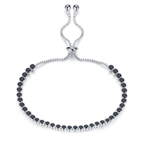 

mp ювелирные изделия круглый 3 мм кубического циркония теннисный браслет для женщин ясно синий зеленый фиолетовый черный камень кристалл бра, Black