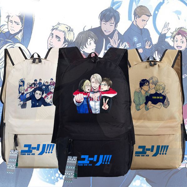 

wholesale- yuri on ice cartoon schoolbag victor nikiforov yuri plisetsky cosplay oxford backpack students laptravel shoulder bags