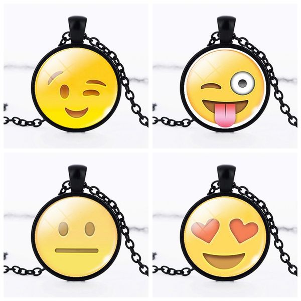 

Fashion QQ emoji cartoon Necklaces glass floating locket pendant Necklace Jewelry cheap For women and men Link Chain Hot sale