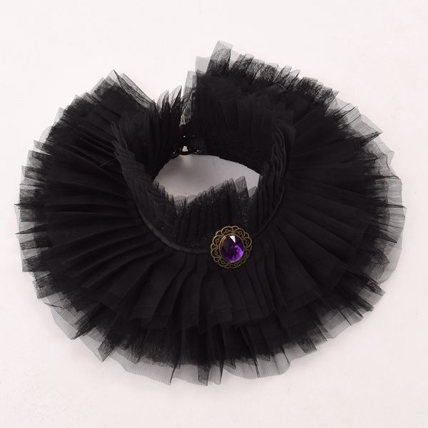 

tall wide elizabethan victorian period detachable collar vintage black ruffled collar party cosplay accessory high quality, Silver