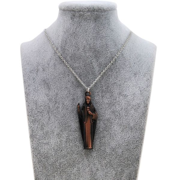 

original new vintage gold jesus choker necklaces women pu leather rope chain prayer pendant necklace men christian jewelry gift, Silver