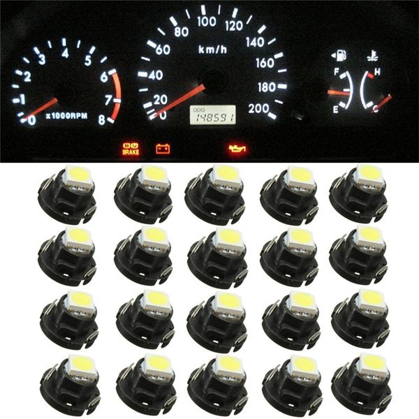 

20x белый 12 мм 5050 smd t5 клин 1 led кластера инструмент тире датчики огни авто приборной панели инструмент свет