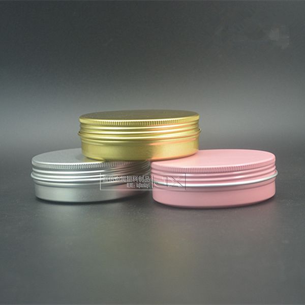 

wholesale- 100g aluminum jar, 100ml cosmetic aluminium can, metal box pink color gold color, tins container, tin packing pot