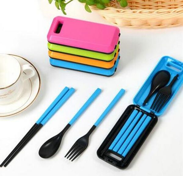 

портативный складной путешествия посуда набор корейский посуда столовые приборы вилка палочки для еды набор для детей бенто коробка обеда ак