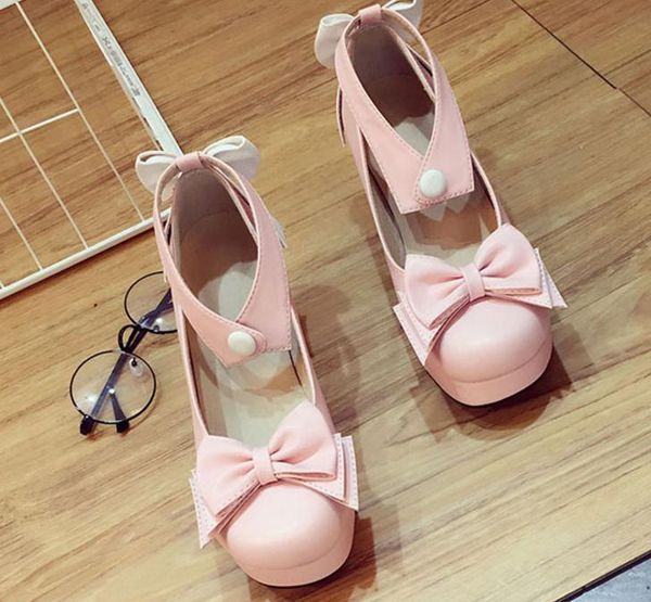 

add a new soft round head bow joker thick with women's shoes, Black