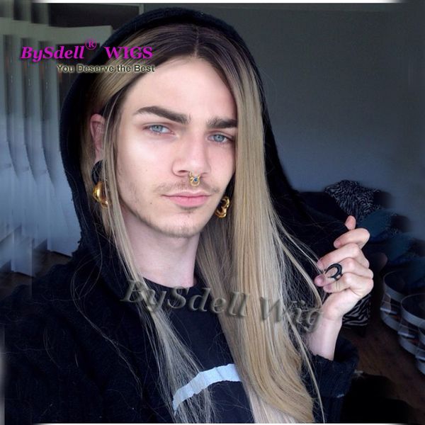 Premium Natural White Women Hairstyle Wig Synthetic Dark Root