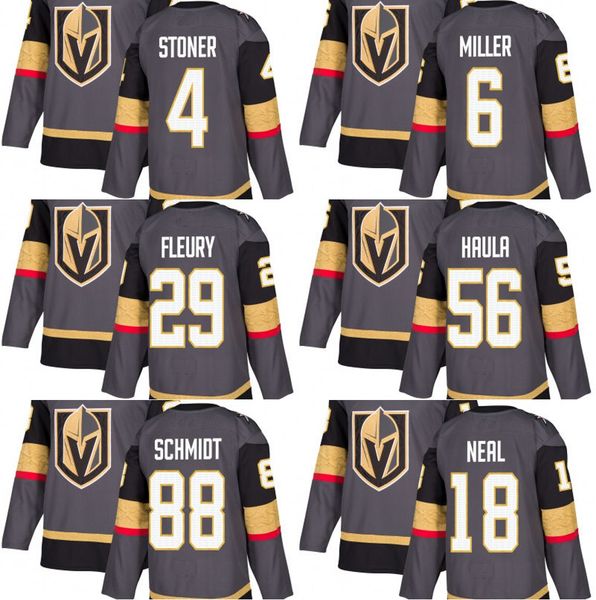 

56 Erik Haula 88 Nate Schmidt 18 James Neal Marc-Andre Fleury 4 Clayton Stoner 6 Colin Miller 2017-2018 Vegas Golden Knights Hockey Jerseys