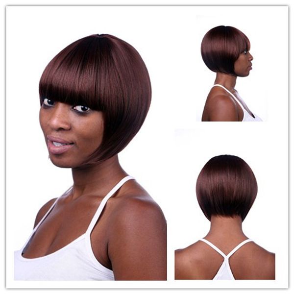 Xiu Zhi Mei 8inch Wine Red Short Bob Wigs For Black Women Heat
