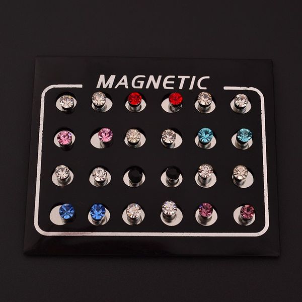 

магнитные серьги 4 мм нет отверстие круглый Кристалл магнитный Магнит серьги для женщин мужчин панк серьги C82-C86
