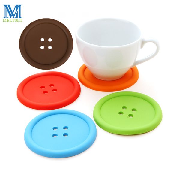 

wholesale- 5pcs/lot environmental silicone coasters colorful placemat 8.8*0.5cm round tablemat waterproof insulation cup mat