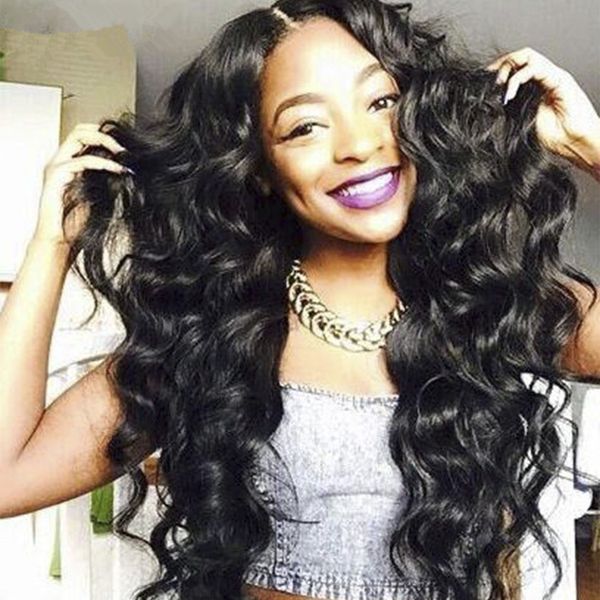 

unprocessed human hair wigs baby hair water wave brazilian full lace wig / lace front wigs for black women 8a quality, Black;brown