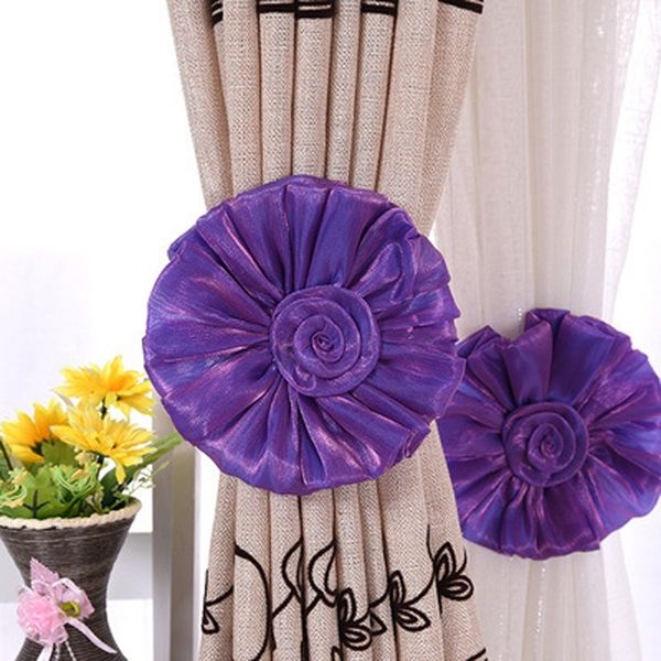

wholesale- 2pcs curtain clip decor living room bedroom rose flower tie backs home curtain tieback holder voile drape panel decorative