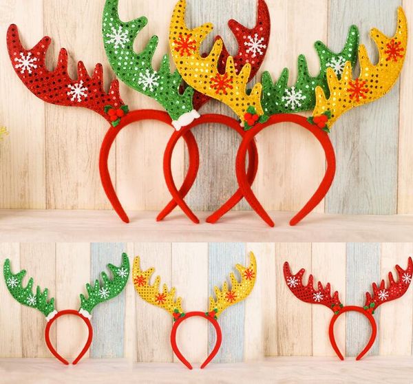 

2016 christmas day cute antlers deer headband snowflake gift hair hoop reindeer children headdress party accessories, Slivery;white