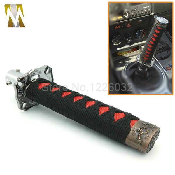 

jdm 150mm short samurai sword shift knob shifter metal weighted sport katana shift knob with 4 adapter black red universal