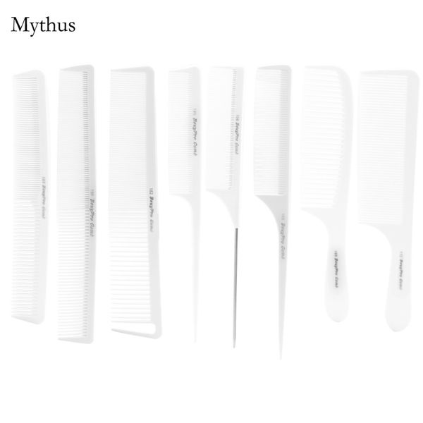 

new brand special design pro hair combs carbon antistatic hairdressing comb for barbers haircut 8pcs/lot beauty comb in white, Silver