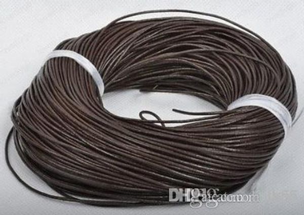 

y33 good 1.5mm deep coffee brown ng genuine round 100% cow real leather jewelry cord string for bracelet & necklace, White;red