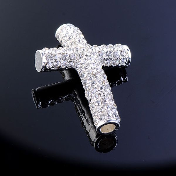 

Продажа 10 шт. 28MMX40MM серебро CZ Кристалл изогнутые боком крест разъем Шарм браслет в