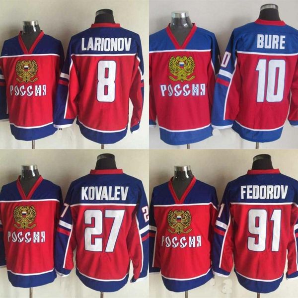 

Mens Russia Hockey Jersey 8 Alex Ovechkin 91 Sergei Fedorov 10 Bure 27 Kovalev 100% Stitched Hockey Jerseys Red Free Shipping