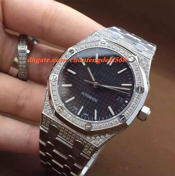 

fashion luxury new automatic white gold diamond stainless steel bracelet mechanical men watches quality, Slivery;brown