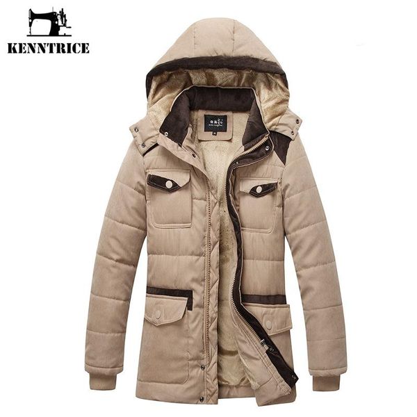 

wholesale- kenntrice long parka men fashion section cotton trench thicken coat winter male hooded collar jacket men's down jacket thick, Black