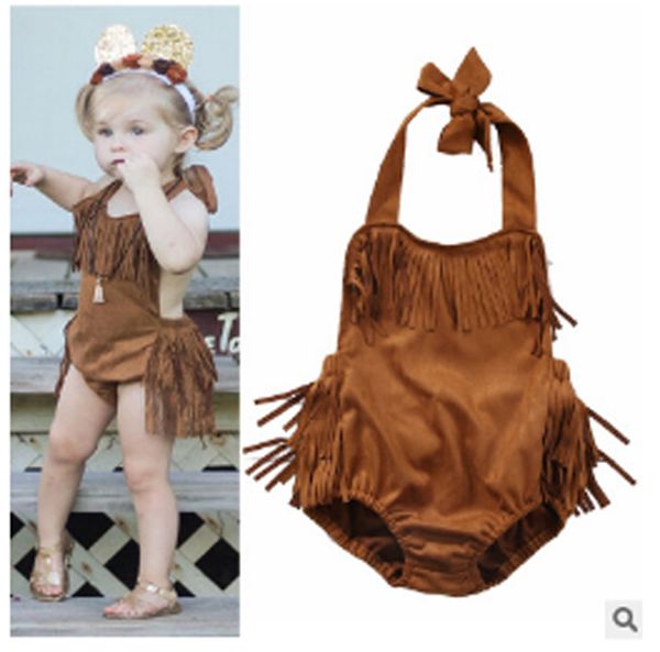 

Sling fringe Triangle Camisole baby girls reomper summer baby girls Sling fringe Triangle clothes newborn Climbing