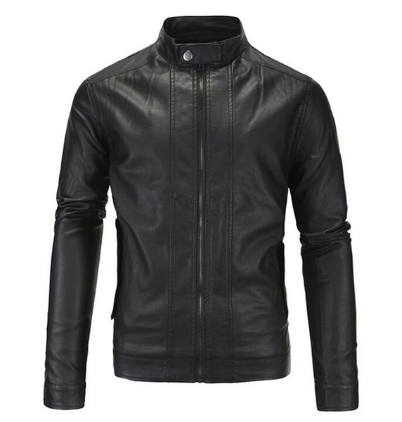 

men's fashion trend in new han edition boutique personality zipper zipper collar big yards locomotive leather jacket/m - 5, Black