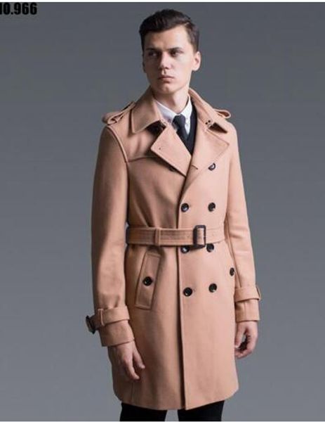 

man the spring and autumn period and the new business retro big yards woolen cloth of england trench coat / s-6xl, Black