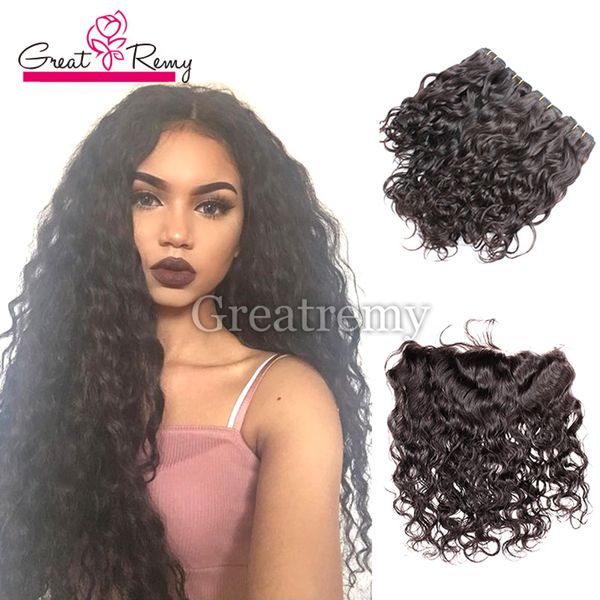 

4pcs peruvian natural wave mink hair weaves with 13x4 lace frontal closure greatremy mink virgin human hair bundles with ear to ear frontal, Black