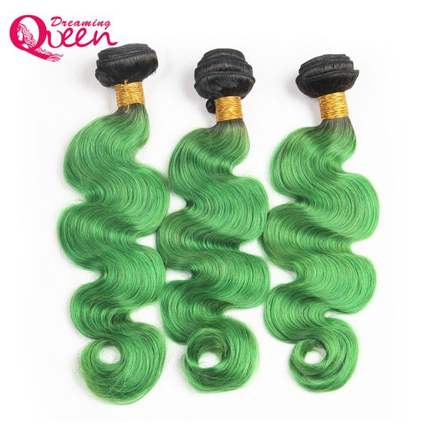 

#t1b emerald green body wave ombre brazilian human hair extensions brazilian virgin human hair weaves 3 bundles ombre hair bundles, Black