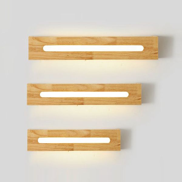 Led Lampada da parete da bagno in legno LED specchio Camera da letto frontale Letti LED Parete Sconce Cabinet Giapponese Corridoio Impianti di illuminazione a parete