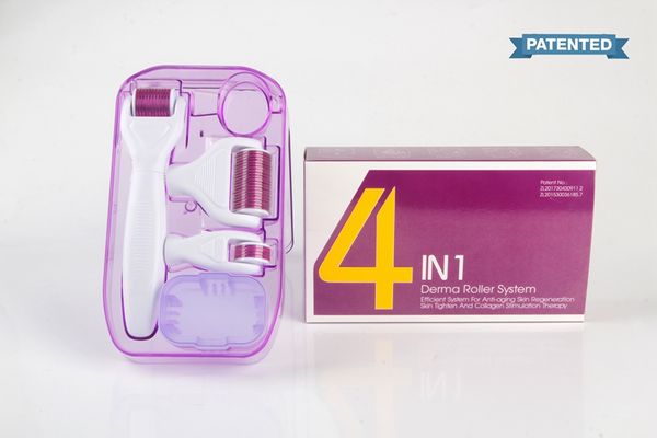 

4in1 titanium derma roller kit micro needle therapy massager skin care rejuvenation anti-aging improve wrinkle
