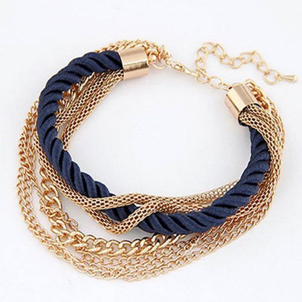 Vendita calda Braccialetti con ciondoli alla moda Tessuto a mano Catena di corda Catene multistrato Bracciale avvolgente per abiti da donna Accessori placcati in oro