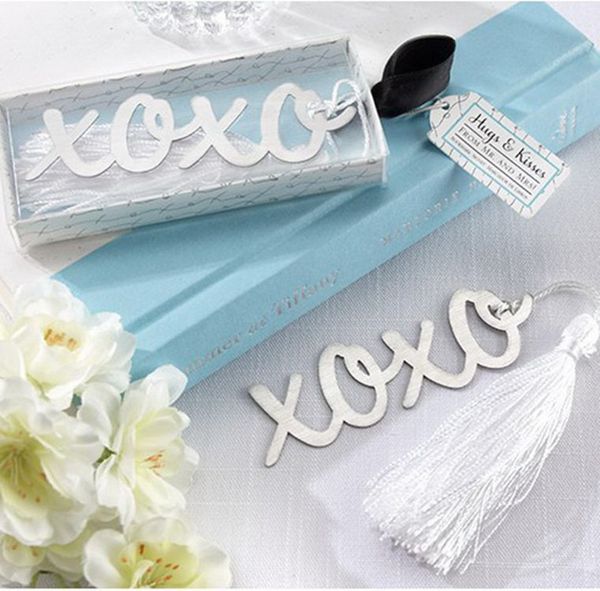 

creative hollow-out xo tassel metal bookmark festival wedding favor baby shower party xmas gift